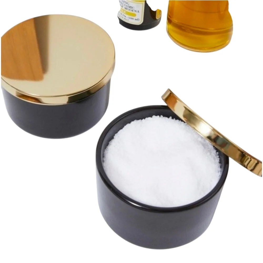 Z Gallerie‎ Multi Use Storage Duo Ceramic Canisters with Gold Metal Lids NIB